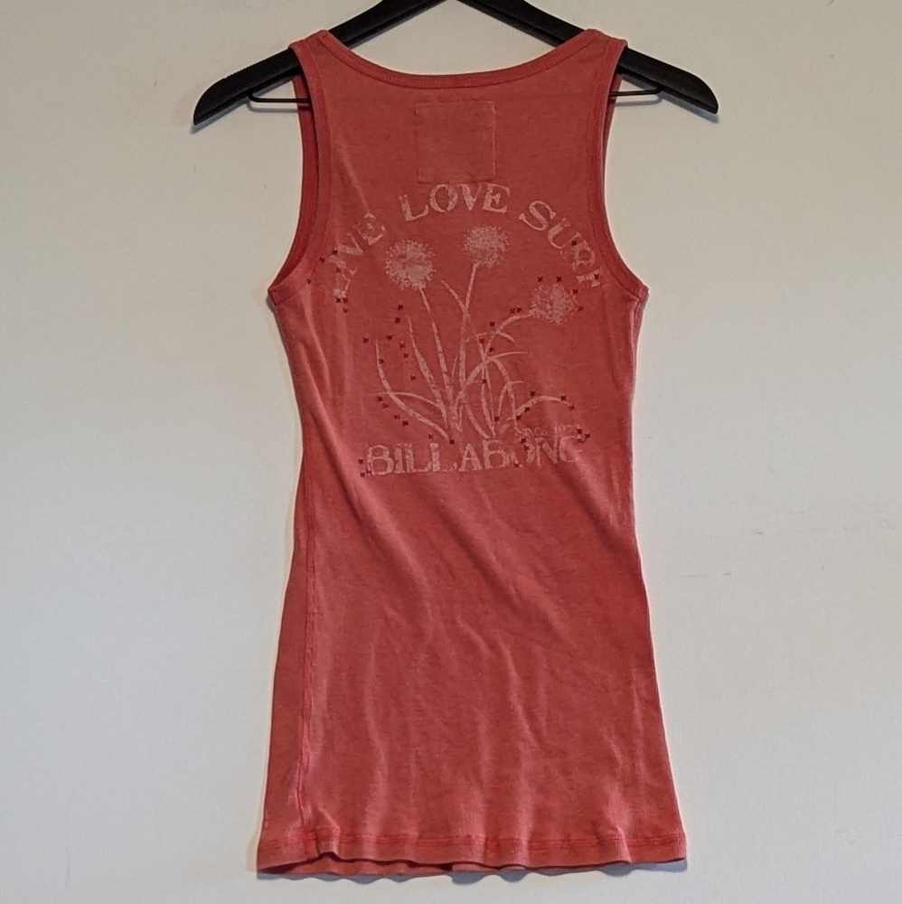 Billabong Coral Orange Embellished Tank Top Large Very Good Used Cond Surf - Picture 2 of 4